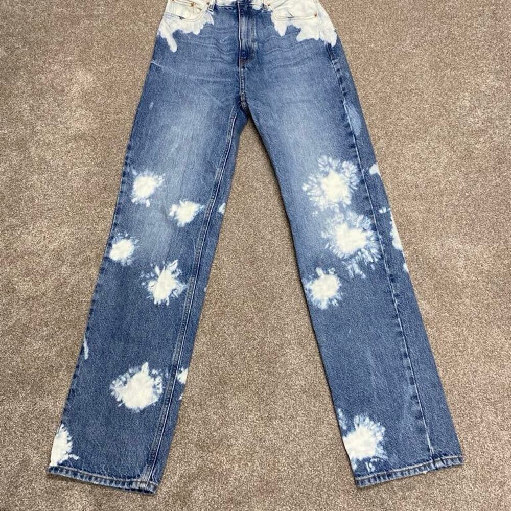 Streetwear Bleach Dye Splatter Medium Wash Relaxed PacSun 90s Boyfriend Jeans 26